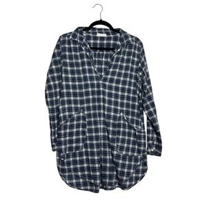 CP Shade Teton Plaid Tunic Button Down Relaxed Long Sleeve Shirt Size XS